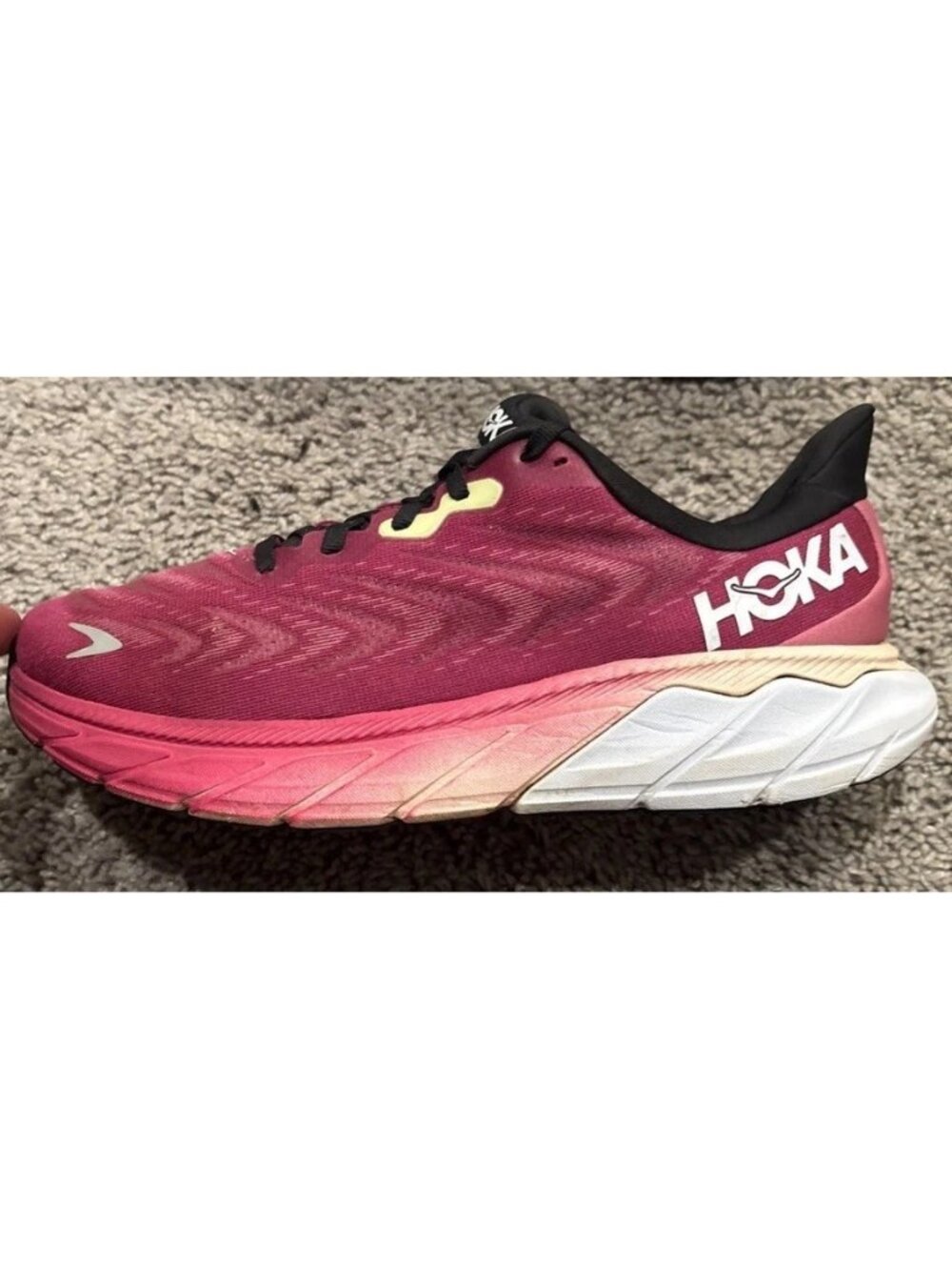 Hoka Arahi 6 Shoes Womens Size 9B Pink Black Running Sneakers 1123195 FFIR